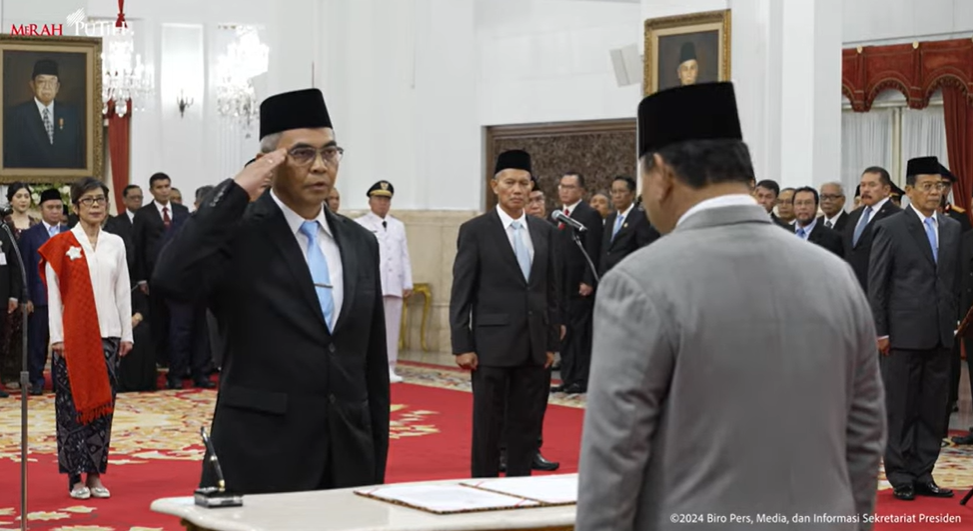 Ketua KPK Setyo Budiyanto dilantik Presiden Prabowo Subianto. (Foto: Jurnal IDN/Youtube Setpres).